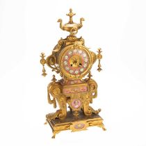 A FINE 19TH CENTURY FRENCH GILT-METAL AND SÈVRES STYLE PORCELAIN MANTEL CLOCK