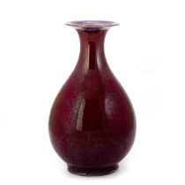 A LARGE CHINESE SANG-DE-BOEUF PEAR-SHAPED VASE, YUHUCHUNPING, 18TH/ 19TH CENTURY