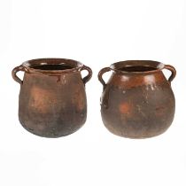 A PAIR OF SPANISH CONFIT POTS