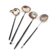 FOUR SILVER TODDY LADLES