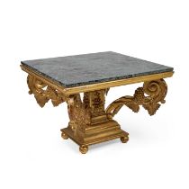 A CONTINENTAL MARBLE-TOPPED AND GILTWOOD CENTRE TABLE, CIRCA 1900