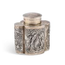 A CHINESE SILVER TEA CADDY