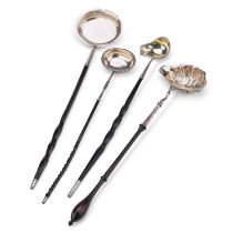 FOUR SILVER TODDY LADLES