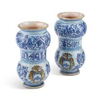 A PAIR OF ITALIAN MAIOLICA ALBARELLI