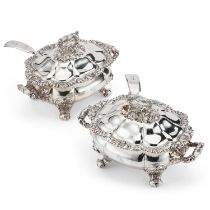 A PAIR OF OLD SHEFFIELD PLATE SAUCE TUREENS, EARLY 19TH CENTURY