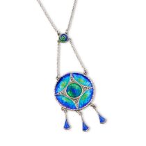 CHARLES HORNER: AN ARTS AND CRAFTS SILVER AND ENAMEL PENDANT NECKLACE