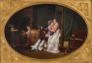 A LARGE 19TH CENTURY PAINTED PORCELAIN PLAQUE