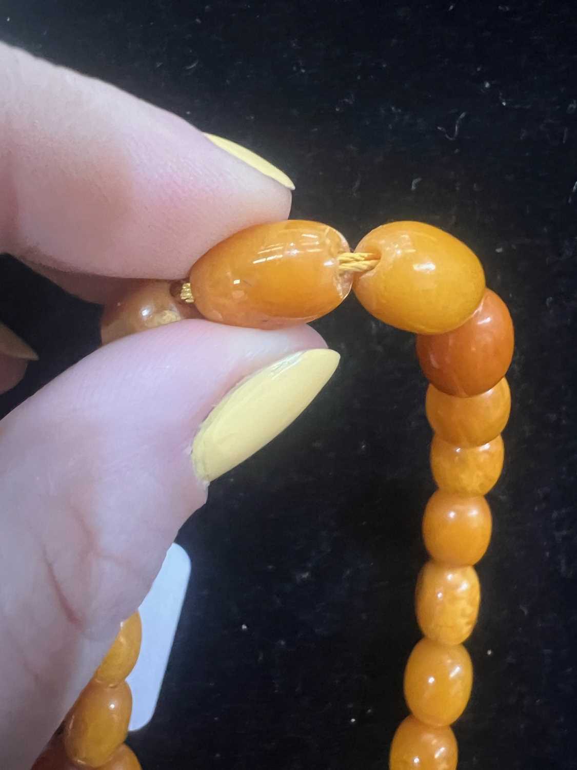 A BUTTERSCOTCH AMBER BEAD NECKLACE - Image 5 of 7