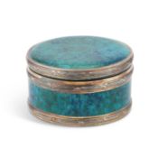 MANNER OF PAUL MILET, A FRENCH SILVER-MOUNTED TURQUOISE GLAZED BOX AND COVER