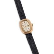 A LADY'S 9CT GOLD ROTARY STRAP WATCH