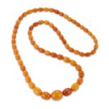 A BUTTERSCOTCH AMBER BEAD NECKLACE