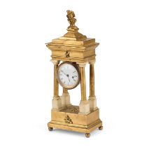 A 19TH CENTURY GILT-BRASS DESK CLOCK