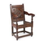 AN ENGLISH OAK WAINSCOT CHAIR, LANCASHIRE, LATE 17TH CENTURY