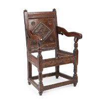 AN ENGLISH OAK WAINSCOT CHAIR, LANCASHIRE, LATE 17TH CENTURY