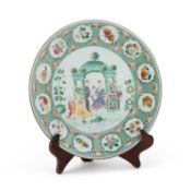 A CHINESE PORCELAIN 'ARBOR' PATTERN PLATE, QIANLONG PERIOD