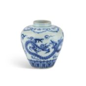 A CHINESE BLUE AND WHITE 'DRAGON' JAR