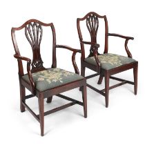 A PAIR OF GEORGE III MAHOGANY ELBOW CHAIRS