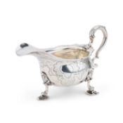 A LARGE GEORGE II SILVER SAUCEBOAT