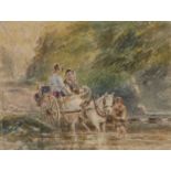 ATTRIBUTED TO DAVID COX SENIOR (1783-1859) CART CROSSING A RIVER