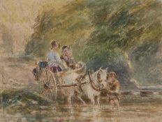 ATTRIBUTED TO DAVID COX SENIOR (1783-1859) CART CROSSING A RIVER