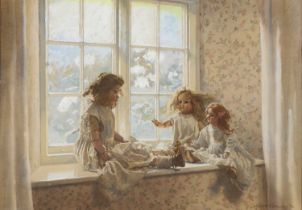 GEOFFREY H. ROBINSON (BORN 1945) SITTING PRETTY, DOLLS ON THE WINDOWSILL