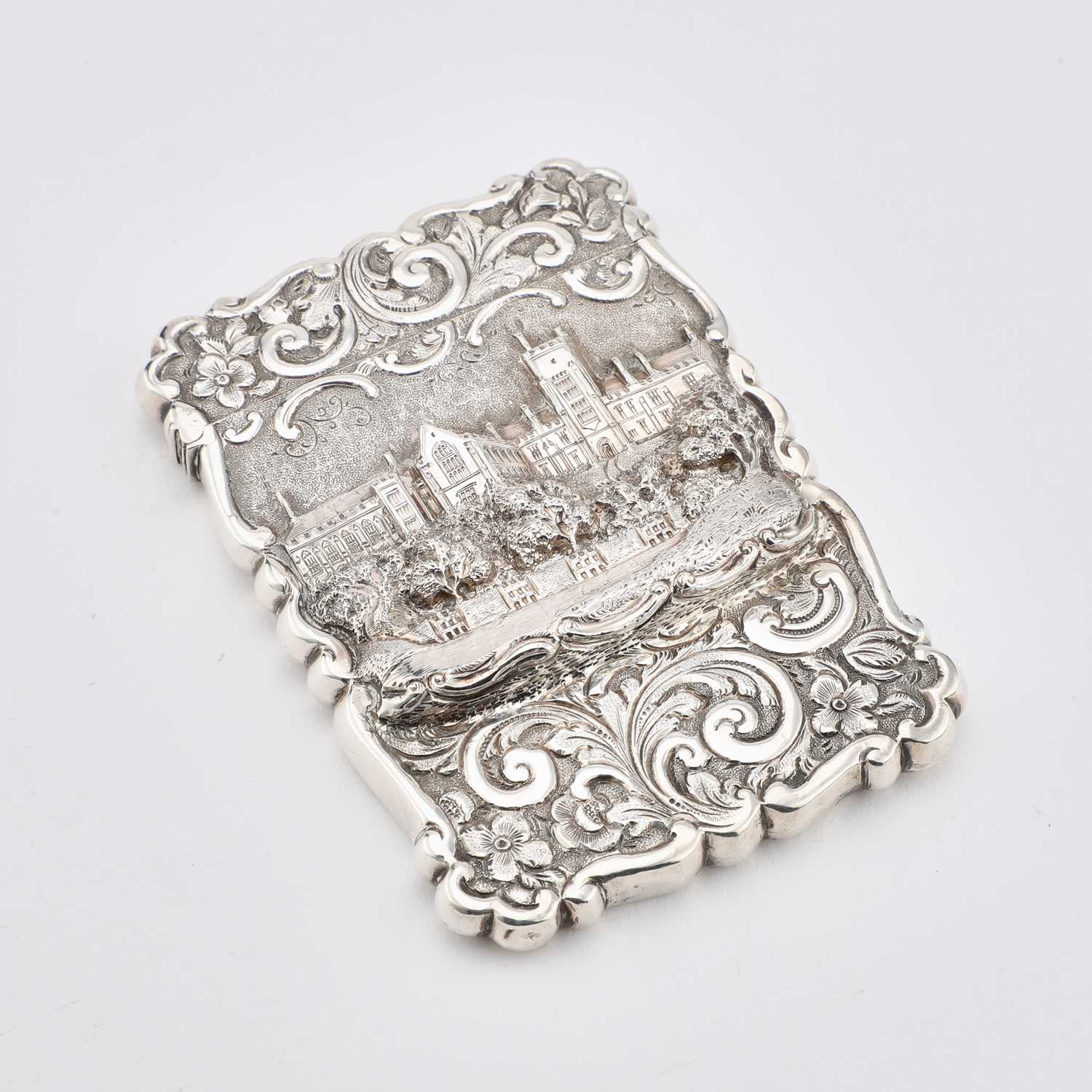 A VICTORIAN SILVER CASTLE-TOP CARD CASE, QUEEN'S COLLEGE CORK - Image 2 of 4