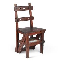 A VICTORIAN BEECH METAMORPHIC CHAIR-CUM-LIBRARY STEPS