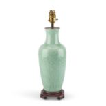 A CHINESE CELADON VASIFORM TABLE LAMP