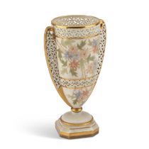 A GRAINGER'S WORCESTER RETICULATED VASE