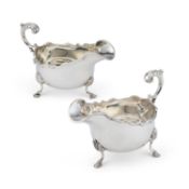A PAIR OF GEORGIAN STYLE SILVER SAUCEBOATS