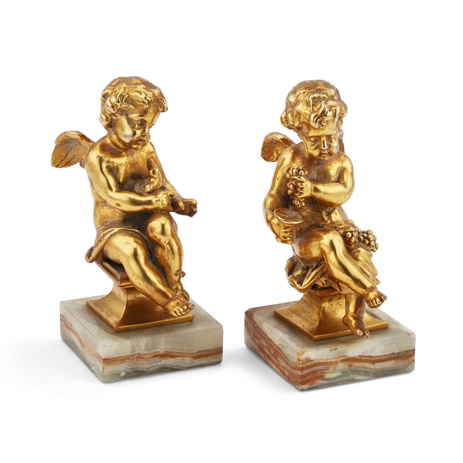 A PAIR OF 19TH CENTURY GILT-BRONZE CHERUBS