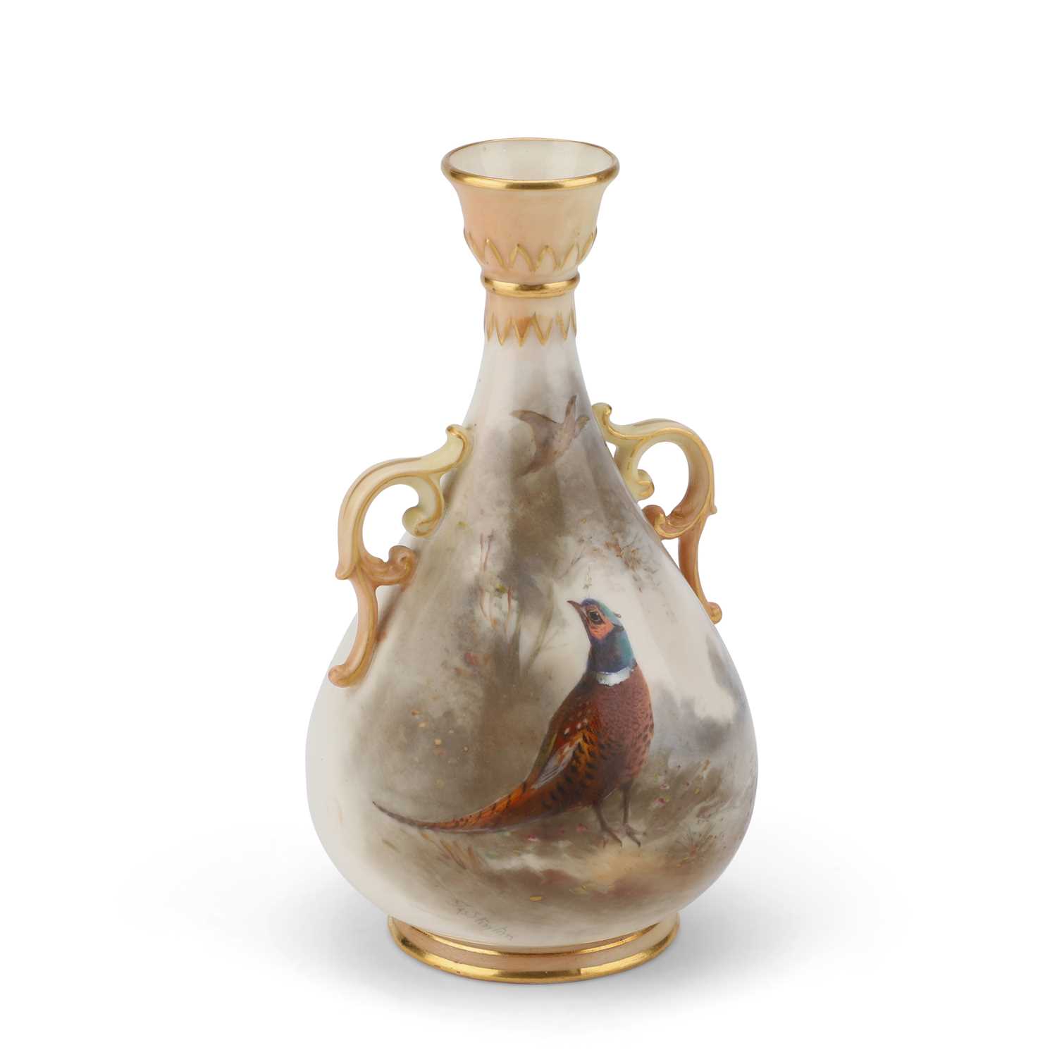 A ROYAL WORCESTER VASE BY JAMES STINTON, DATED 1904