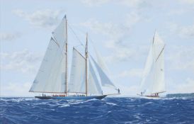 JAMES MILLER (BORN 1962) MARIETTE AND TUIGA RACING ON THE SOLENT, WESTWARD CUP 2010