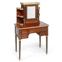 A 19TH CENTURY BRASS-INLAID AND GILT-BRASS MOUNTED MAHOGANY BONHEUR-DU-JOUR