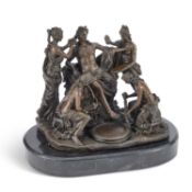 M MERCIE (FRENCH 20TH CENTURY), A BRONZE GROUP OF A CLASSICAL MAN WITH ATTENDANTS