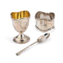 AN EDWARDIAN SILVER CHRISTENING SET