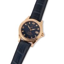 A FINE, RARE AND UNWORN GENTS 18CT GOLD OMEGA CO-AXIAL STRAP WATCH