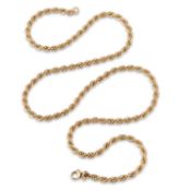 A 9 CARAT GOLD ROPE CHAIN NECKLACE