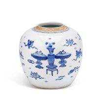 A CHINESE BLUE AND WHITE GINGER JAR