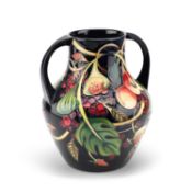 A LARGE MOORCROFT POTTERY 'QUEEN'S CHOICE' TWO-HANDLED VASE BY EMMA BOSSONS