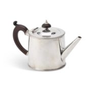 A GEORGE III SCOTTISH SILVER DRUM-SHAPED TEAPOT
