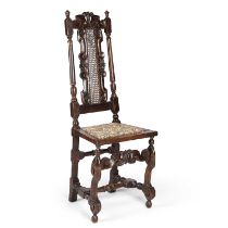 A LATE 17TH CENTURY CARVED BEECH HIGH-BACK CHAIR