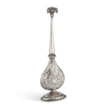 AN INDIAN SILVER ROSE WATER SPRINKLER