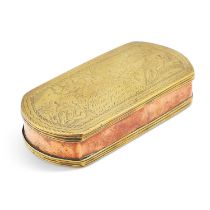 AN 18TH CENTURY DUTCH BRASS AND COPPER TOBACCO BOX