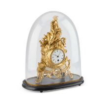 A 19TH CENTURY FRENCH GILT-METAL MANTEL CLOCK