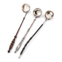 THREE SCOTTISH SILVER TODDY LADLES