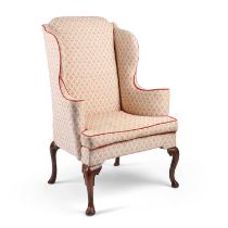 A QUEEN ANNE WALNUT WING-BACK ARMCHAIR