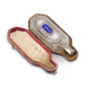 A RARE AND UNUSUAL GEORGE III SILVER-MOUNTED COMBINATION TOOTHPICK BOX AND SCENT BOTTLE