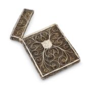 AN EARLY 19TH CENTURY SILVER-GILT FILIGREE CARD CASE