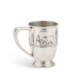 AN EDWARDIAN SILVER 'NOAH'S ARK' NURSERY RHYME MUG